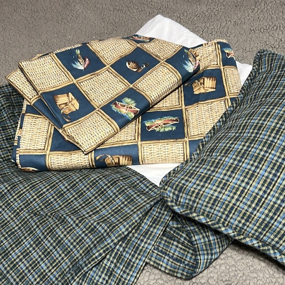 Home Elements 4pc Twin Cotton fly fishing canoe duck basket bedding set - Picture 4 of 9